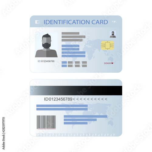 Personal identification card. ID card, identification card, identity verification, person data. Vector illustration.