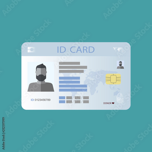 Personal identification card. ID card, identification card, identity verification, person data. Vector illustration.
