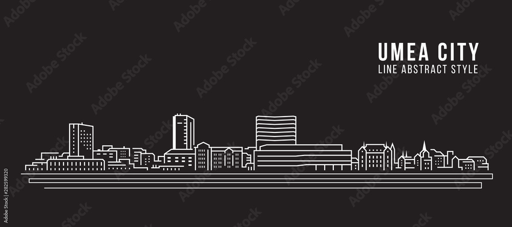 Cityscape Building Line art Vector Illustration design - Umea city