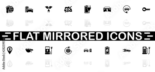 Electro Car - Flat Vector Icons