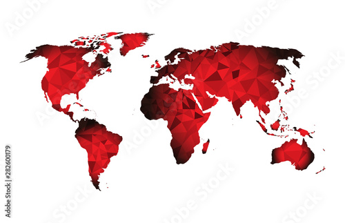 red World map triangle geometric shapes 