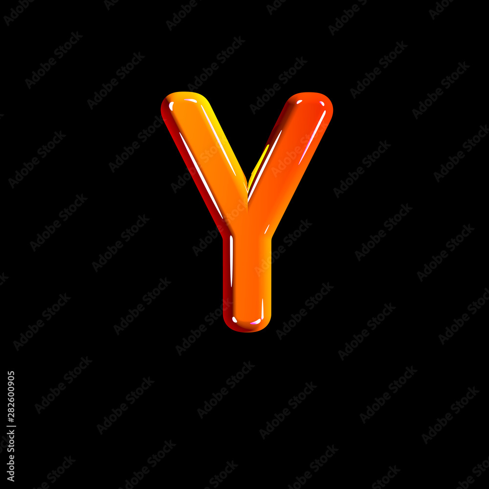 Red glossy plastic alphabet - letter Y isolated on black, 3D illustration of symbols Red glossy plastic alphabet - letter Y isolated on black, 3D illustration of symbols