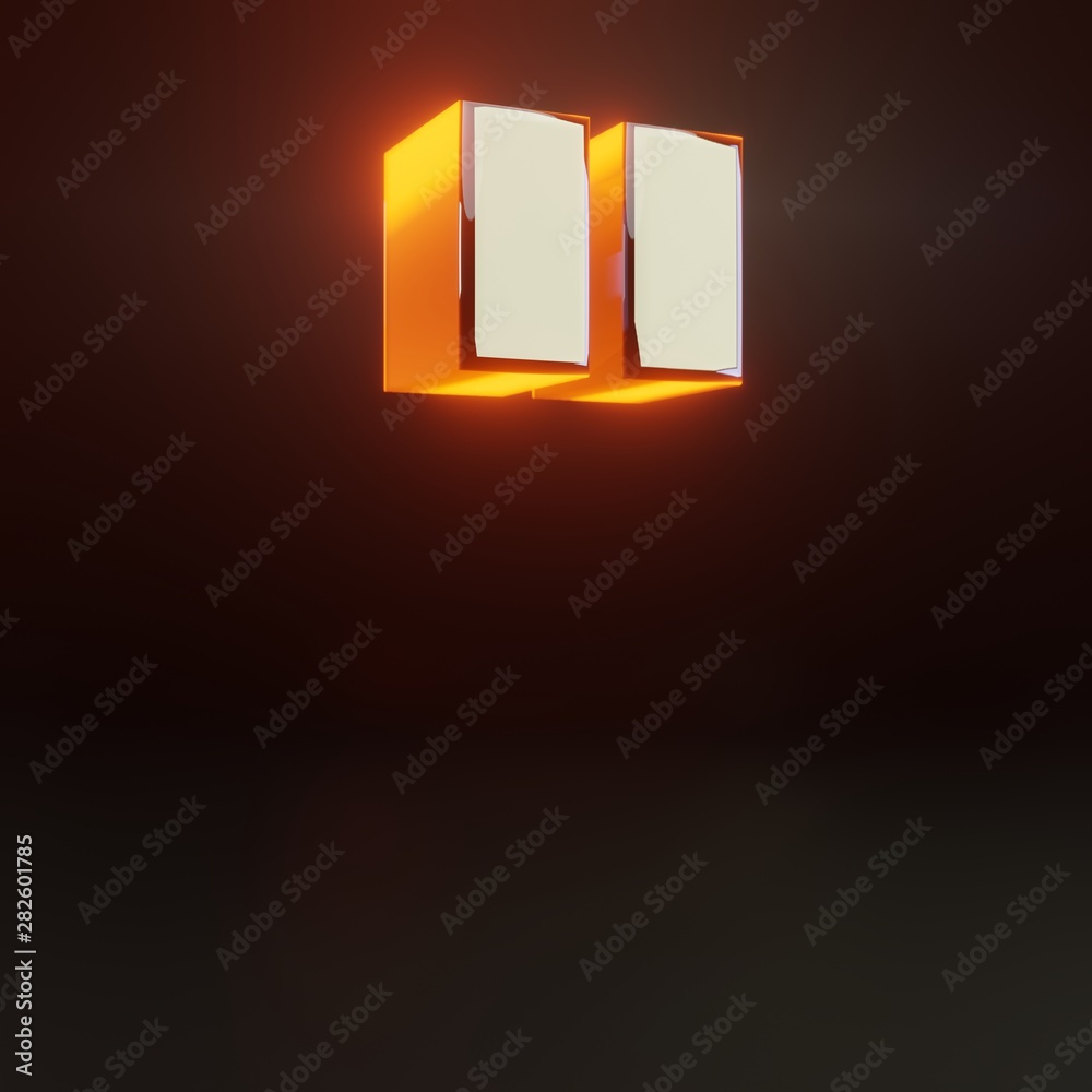 3d double quotes symbol. Glowing glossy metallic font with orange lights isolated on black background. 3d double quotes symbol. Glowing glossy metallic font with orange lights isolated on black background.