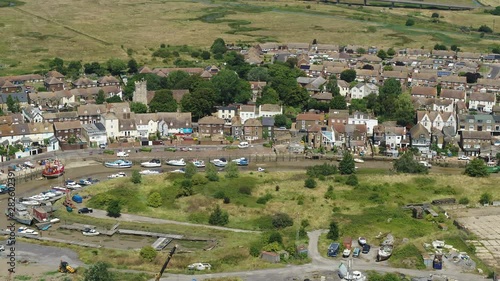 Establishing aerial view of Queenborough on the Isle Of Sheppey, Kent, UK photo