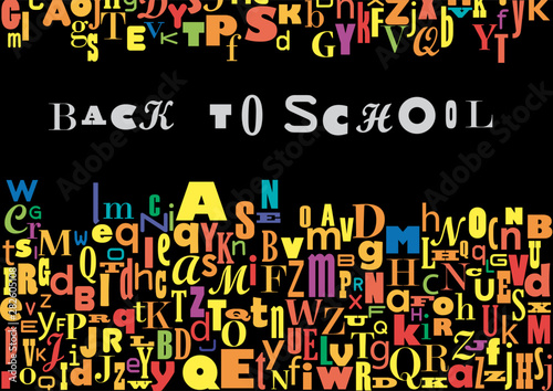 Back to school. Vector Abstract Colour Alphabet