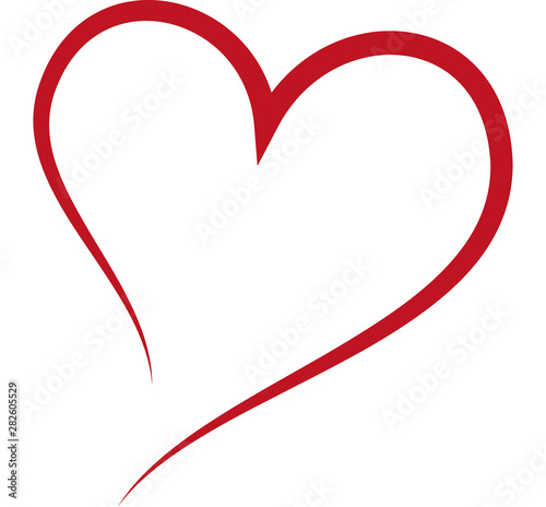 Red heart, love, wedding, romance - single line