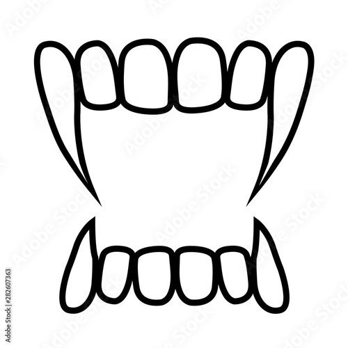 Vampire fangs line icon, logo isolated on white background