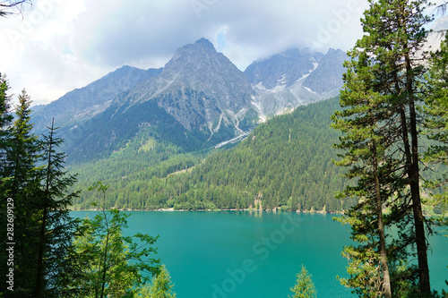 beautiful lake Antholz  South Tyrol  Italy