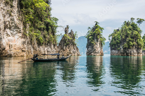 The landscape of lake of Cheow Lan is in Thailand.