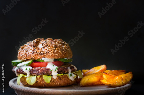 Veggie Burger with fries