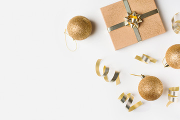 Christmas and holiday gold celebration flat lay