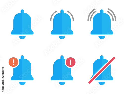 notification bell flat icons  new message sign set