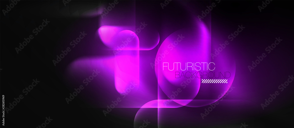 Neon glowing techno lines, hi-tech futuristic abstract background template Neon glowing techno lines, hi-tech futuristic abstract background template