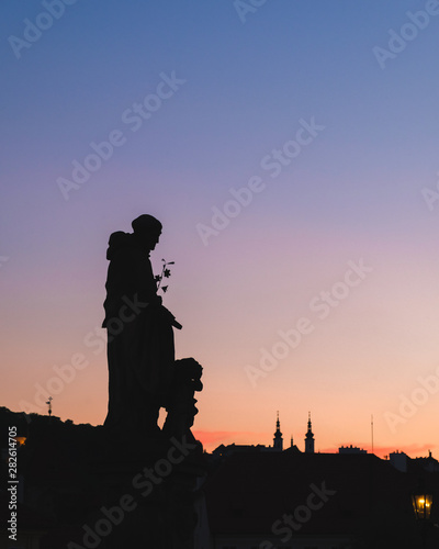 Beautiful twilight on the Charles bridge in Prague, Czech Republic