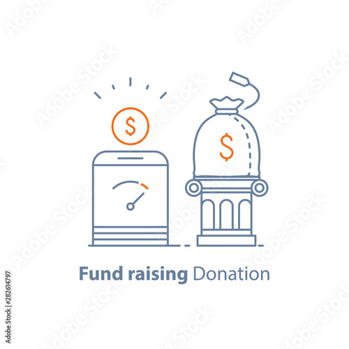 Loyalty program, earn points, pension savings, fund raising, long term investment, line icon