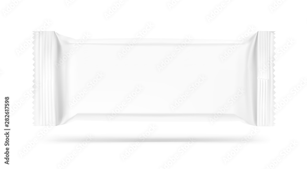 Realistic flow pack mockup. Front view. Vector illustration isolated on white background. Easy to use for presentation your product, idea, design. EPS10. Realistic flow pack mockup. Front view. Vector illustration isolated on white background. Easy to use for presentation your product, idea, design. EPS10.