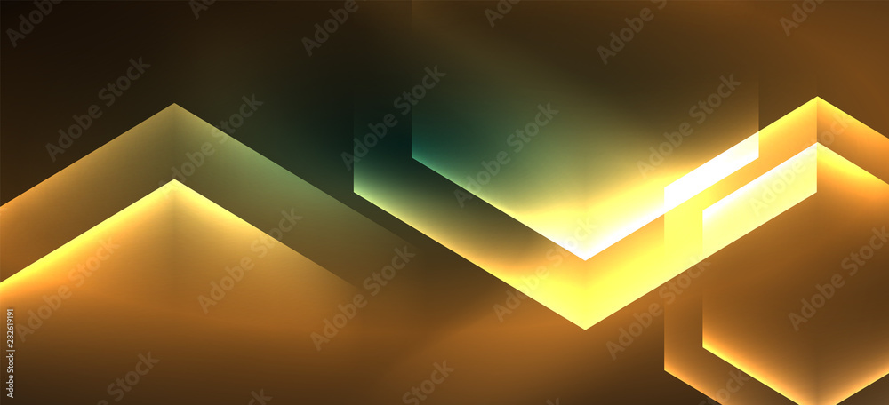 Shiny hexagon neon template. Futuristic digital technology concept. Vector abstract graphic design.