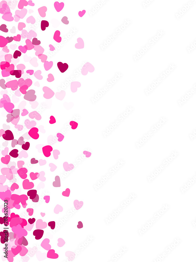 Hearts confetti flying vector background graphic design.