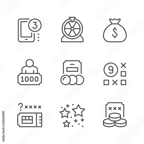 Set line icons of lottery