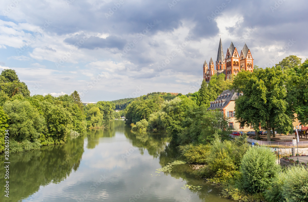 River Lahn and historic St. George cathedral in Limburg, Germany