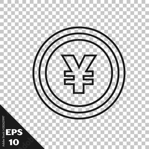 Black line Cryptocurrency coin Bitcoin icon isolated on transparent background. Blockchain technology, bitcoin, digital money market, cryptocoin wallet. Vector Illustration