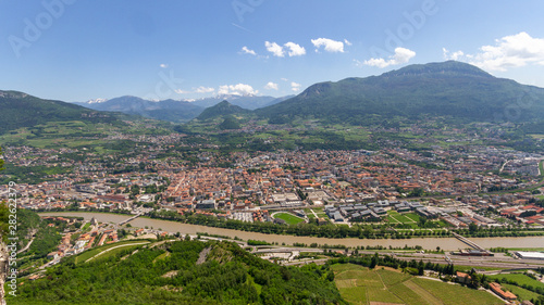 Panoramic View of Trento from the top of Mount Bodone in Sardagna