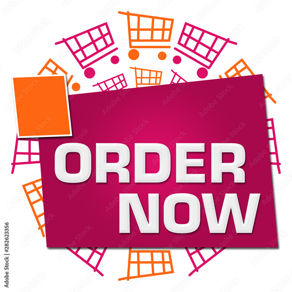 Naklejka premium Order Now Shopping Carts Circular Pink Orange 