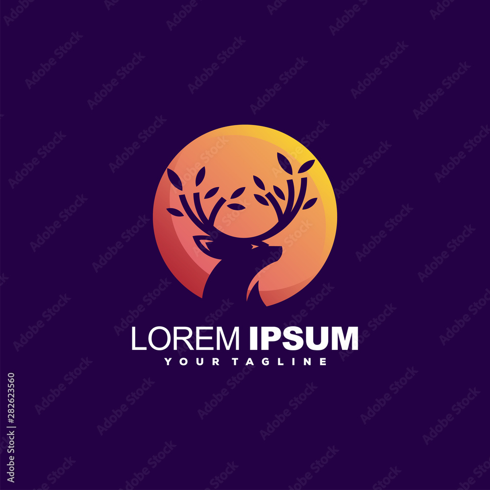 awesome deer leaf logo design awesome deer leaf logo design