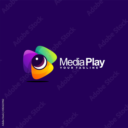 awesome media play logo design