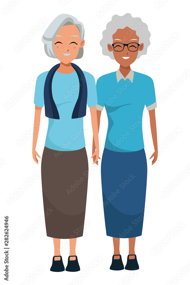 Grandmothers friends smiling cartoon Grandmothers friends smiling cartoon