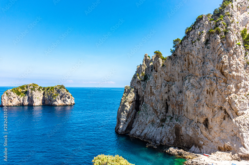 Italy, Capri, view of the Monacone rock
