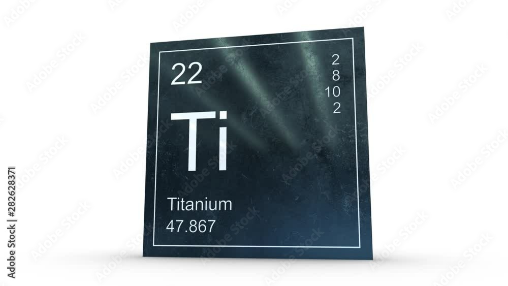 Titanium element symbol from the periodic table on metallic square icon 3D animation Titanium element symbol from the periodic table on metallic square icon 3D animation