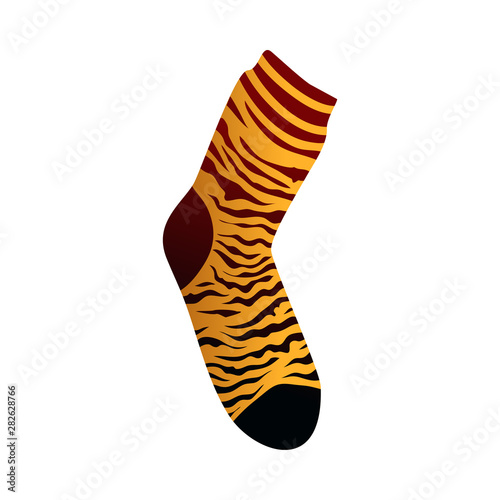 Yellow tiger print on textile women sock for daily use