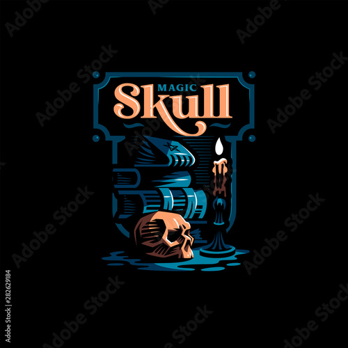 Human skull in a minimalistic style