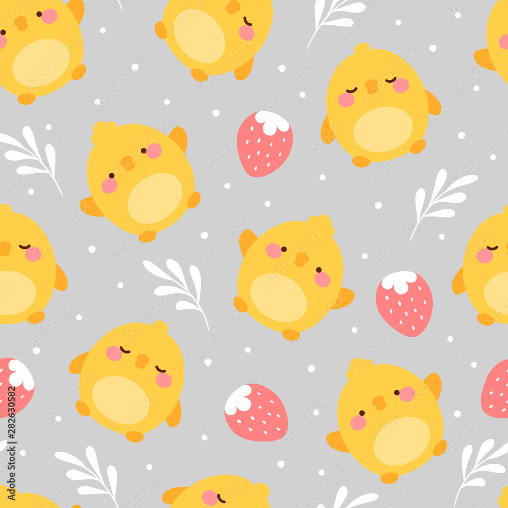 chick seamless pattern background, chicken easter pattern with cloud heart and star