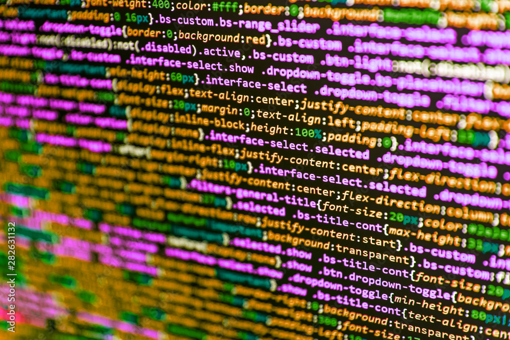 Programming Javascript on laptop computer screen. Developing ...