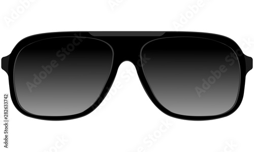 Sunglasses in black plastic rimmed aviator model