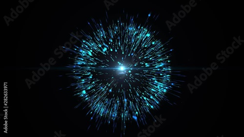 Spinning sphere made up of colorful particles