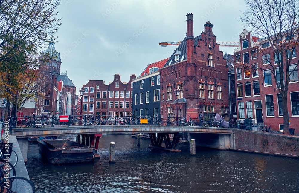 Buildings in Amsterdam in autumn