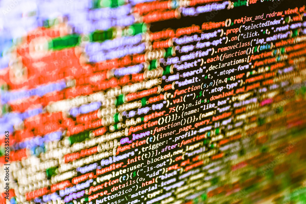 Coding programmer abstract background. Computer programming source code ...