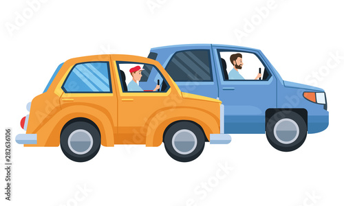 People driving vehicles in the traffic