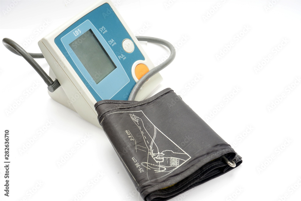 Digital blood pressure meter isolated on white background Digital blood pressure meter isolated on white background