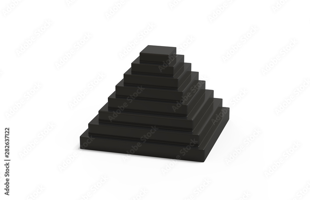 Pyramid Stairs Of success on isolated white background, ready for your info graphic presentation, pyramid stairs going upward direction, 3d illustration