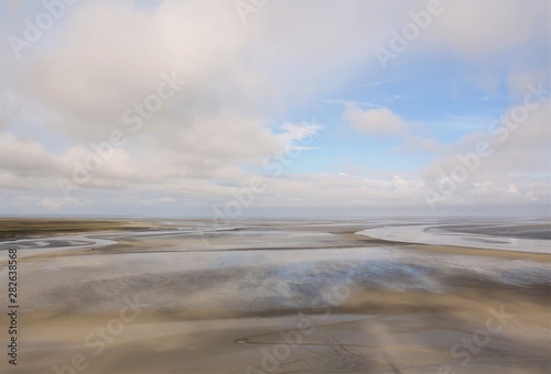 Colorful bay of Mont Saint Michel - UNESCO world heritage, Normandy, France