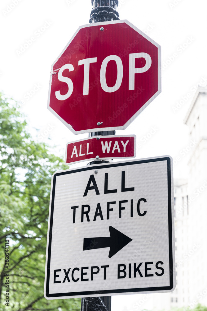 Stop signage closeup with blurred background Stop signage closeup with blurred background