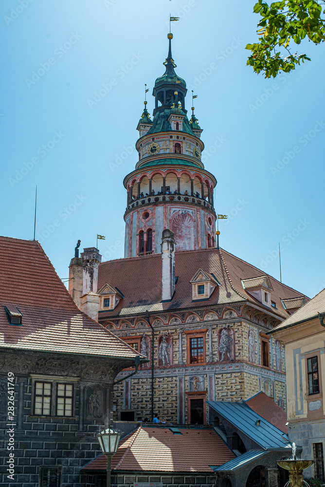 Fototapeta premium view on roof top in city of český krumlov