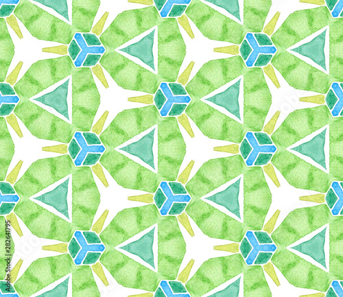 Blue green retro seamless pattern. Hand drawn wate