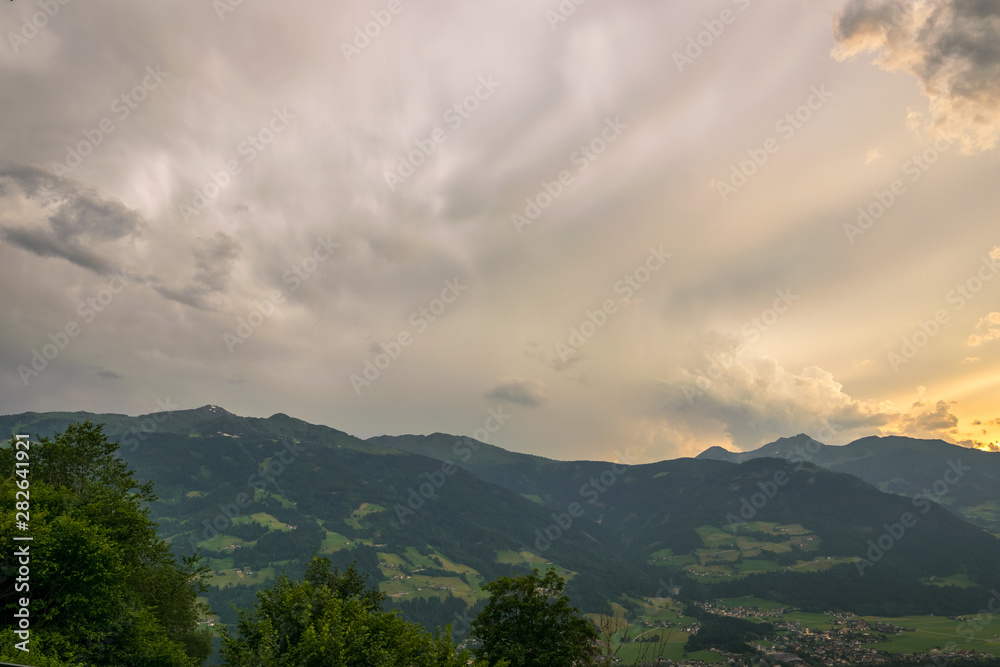Stormy sky over the mountains of Tirol, Austria