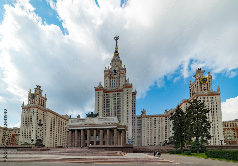 Obraz premium City the Moscow .view of the Moscow State University named after M.V. Lomonosov.central building of the university complex.Russia.2019