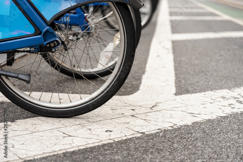 Bicycle in a row closeup